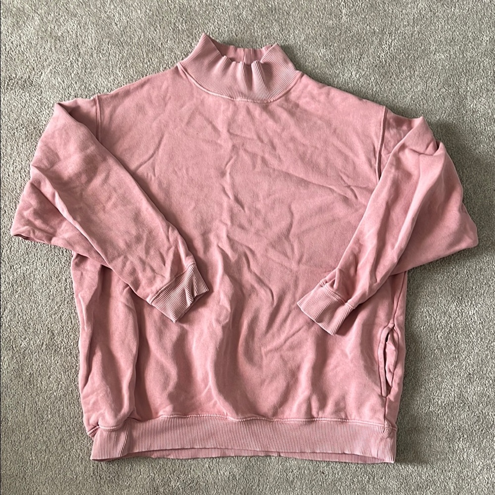 Aerie Pink Cowl Neck Sweater Relaxed Fit